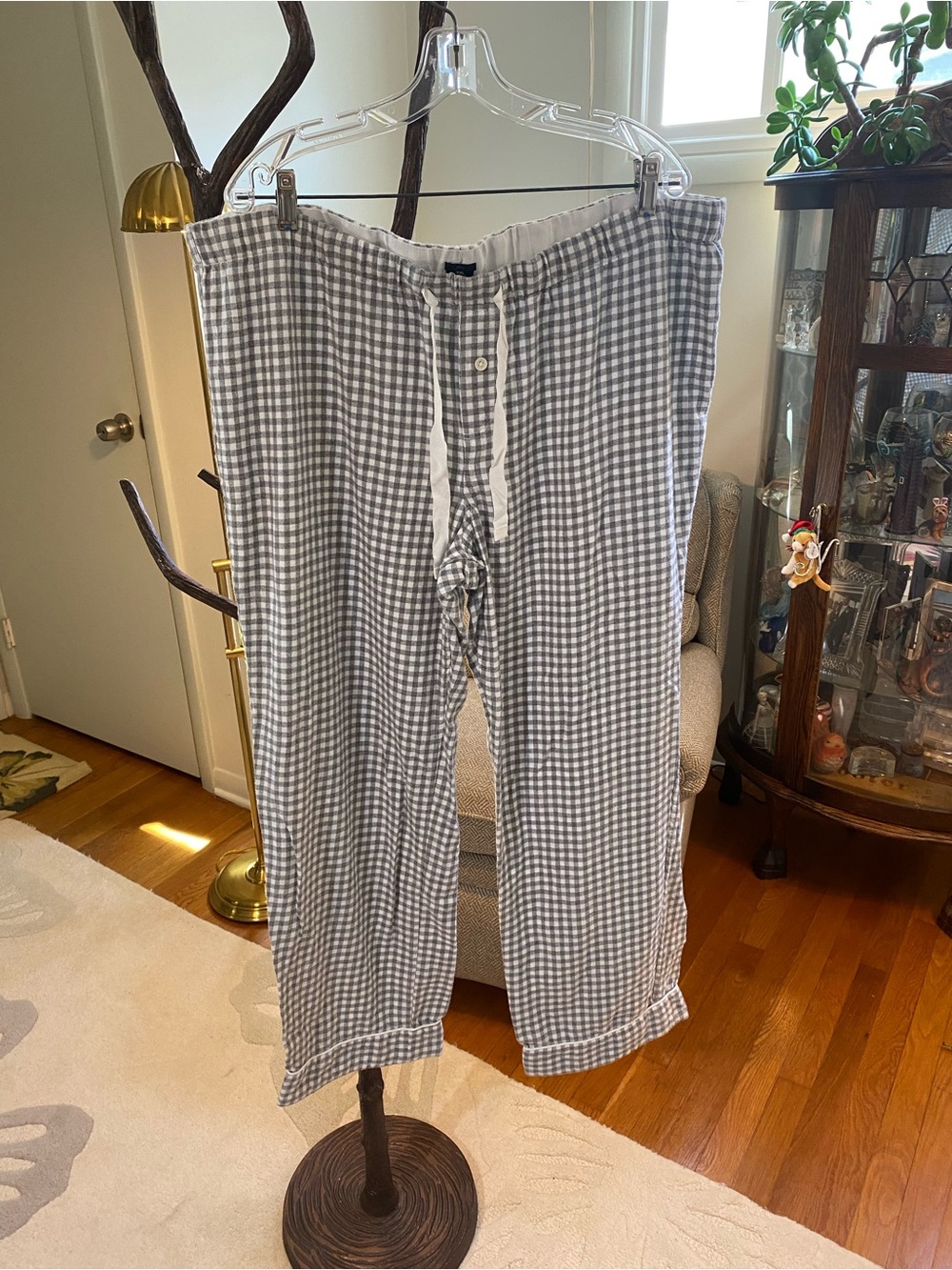 J. Crew Womens Cotton Gray & white  Lounge Pants - Drawstring waist XXL